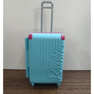 Barbie Doll Aqua Blue Luggage Rolling Suitcase Doll Accessory Z25